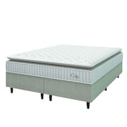 Cama Box Colchão Casal Queen Molas Ensacadas City Pillow Top 158x198x61cm Branco / Bege Hellen - Suporta até 110kg por Pessoa