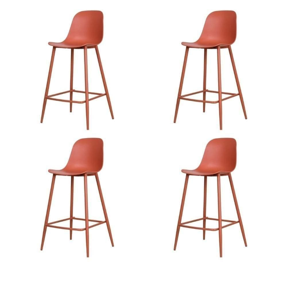 Kit 4 Banquetas Médias Miami Abi Fratini 91,50 Cm (altura) Polipropileno Terracota Base Aço Pintado