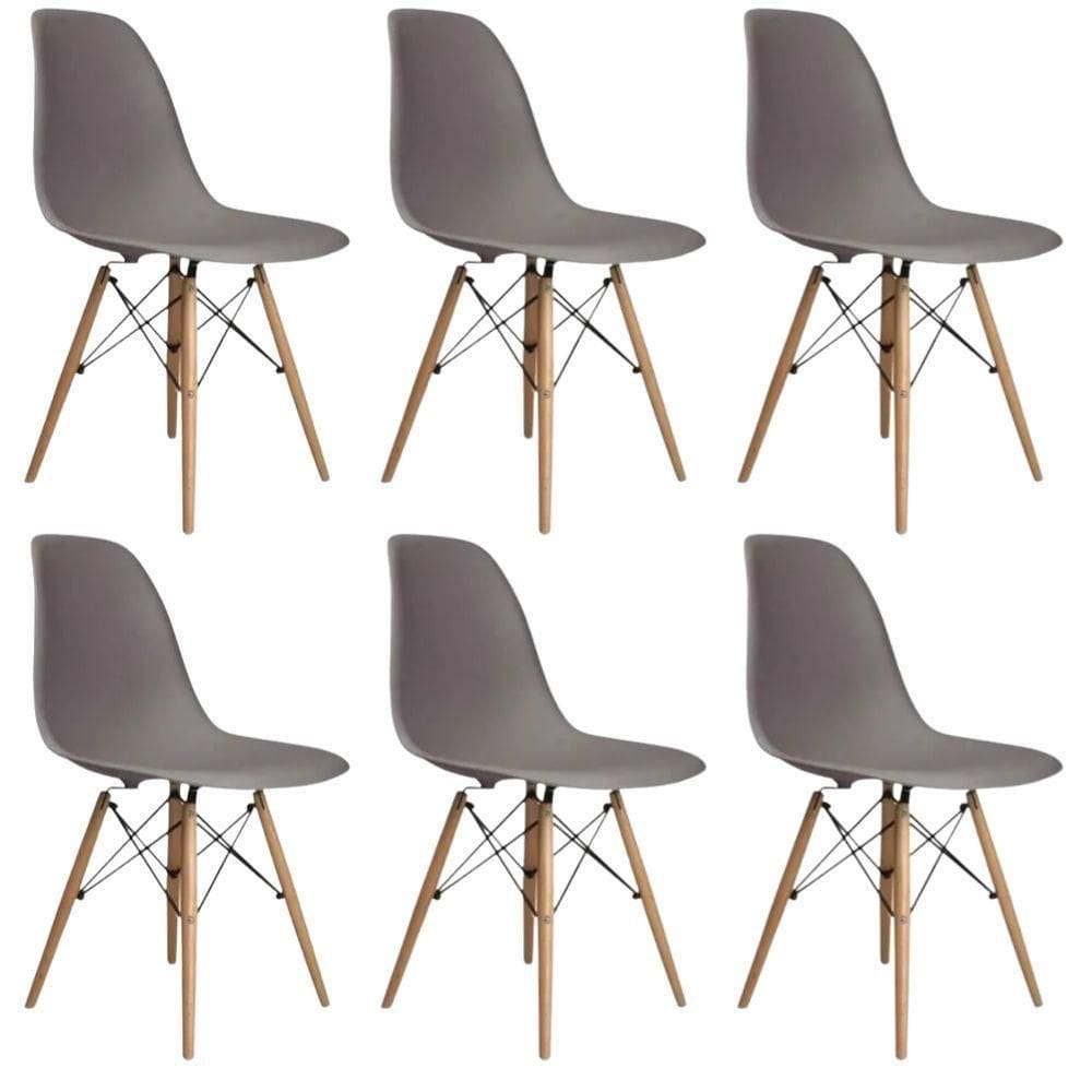 Conjunto 6 Cadeiras Eames Eiffel Dkr Movescan Cinza