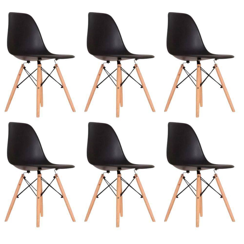 Conjunto 6 Cadeiras Eames Eiffel Dkr Movescan Preta