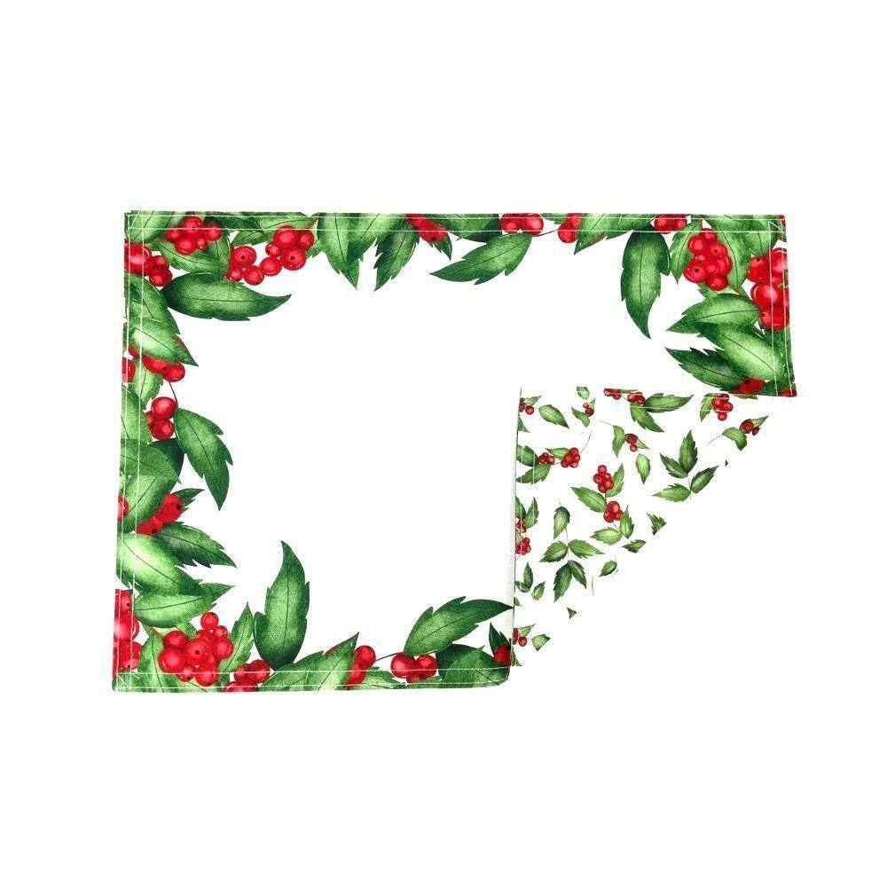 Lugar Americano Dupla Face Acqua Chrsitmas Flowers 35cmx50cm