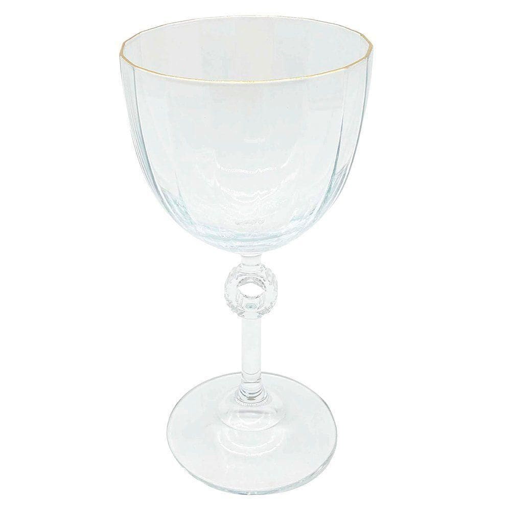 Jogo 2 Taças Céline Para Vinho Com Fio Dourado 250ml