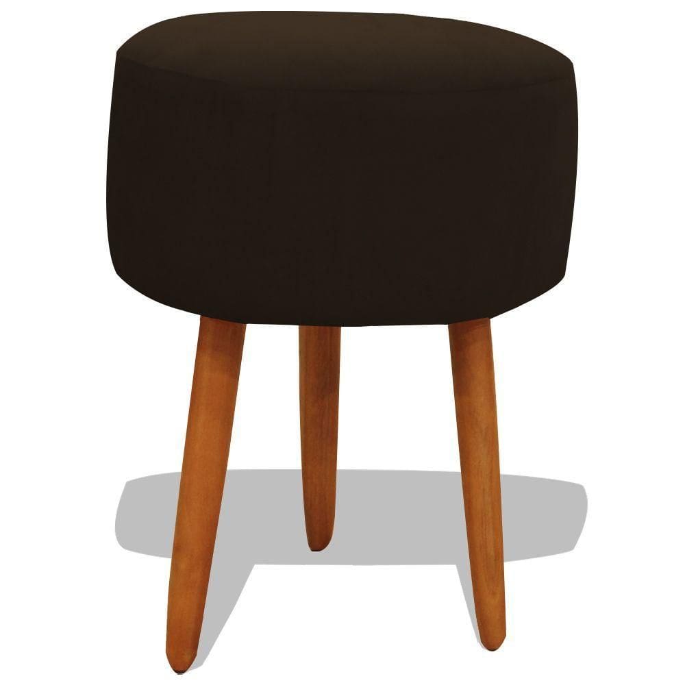 Puff Banqueta Decorativo Redondo Para Sala Pé Palito 50 Cm Altura Marrom Eli Móveis