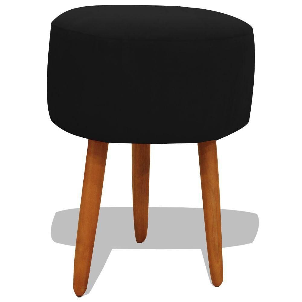 Puff Banqueta Decorativo Redondo Para Sala Pé Palito 50 Cm Altura Preto Eli Móveis