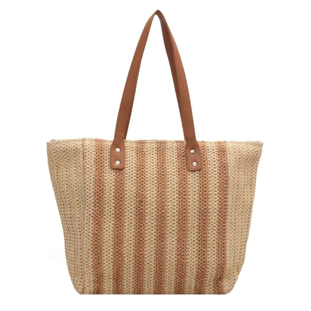 Bolsa De Praia Palha Brown Striped