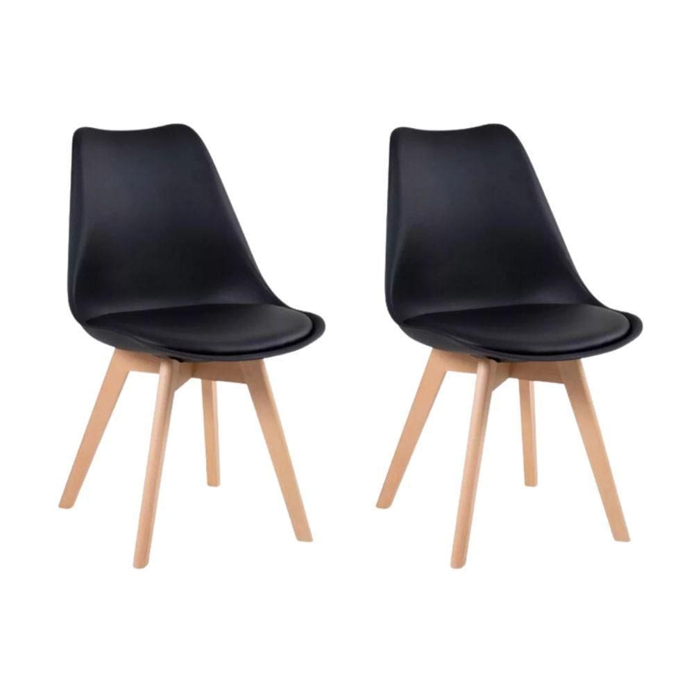 Conjunto 2 Cadeiras Eames Leda Estofada Movescan Preta