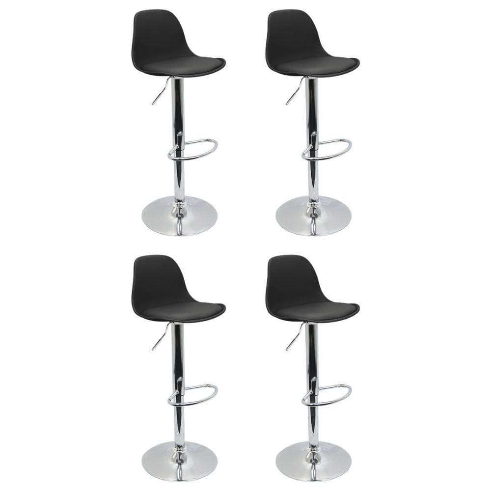 Conjunto 4 Banquetas Joly Eames Base Giratória Cromada Movescan Preta