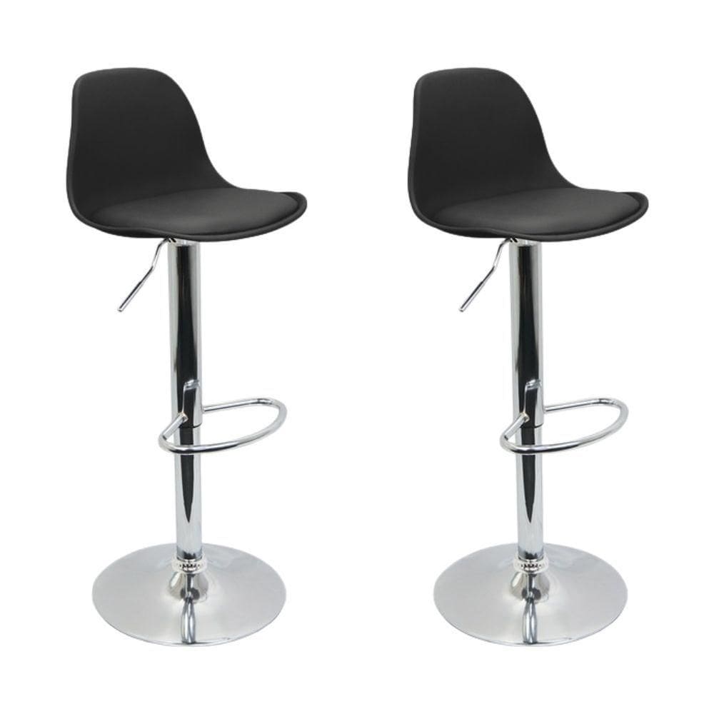 Conjunto 2 Banquetas Joly Eames Base Giratória Cromada Movescan Preta