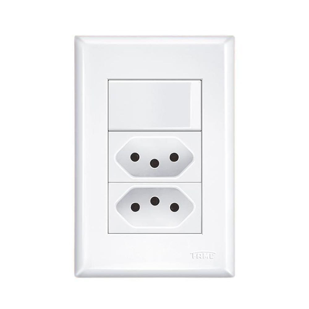 Interruptor Simples Fame 2 Tomadas Padrao 2P+T 10A