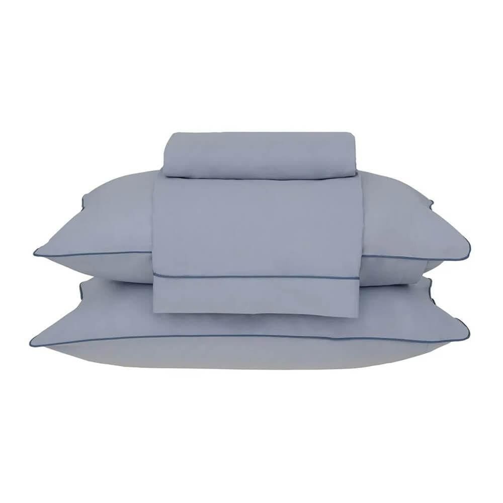 Jogo De Cama King 180 Fios Algodão Percalle Buddemeyer Azul