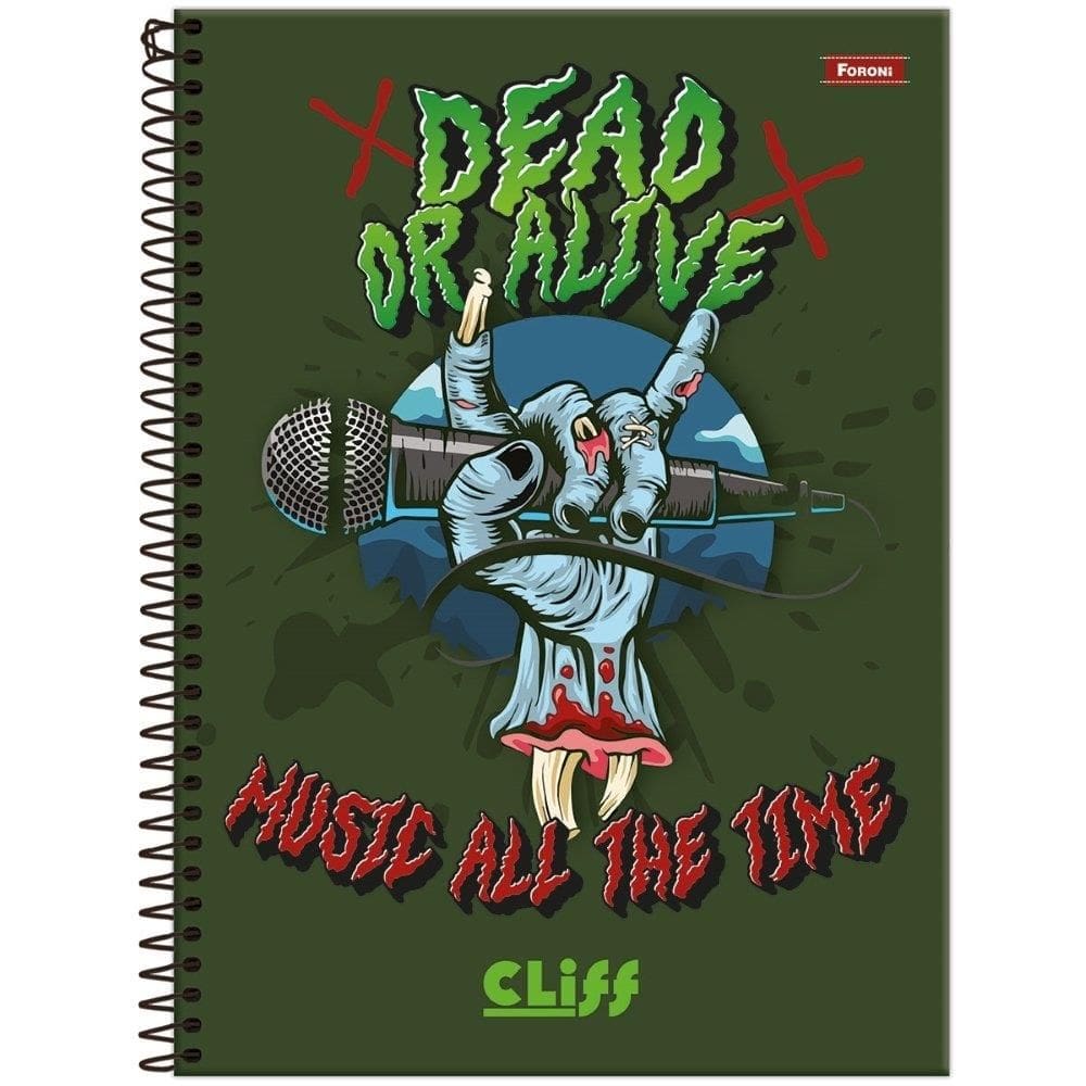 Caderno Espiral Universitário Foroni Capa Dura Cliff Masculino|12 Matérias 192 Folhas - Embalagem com 4 Unidades
