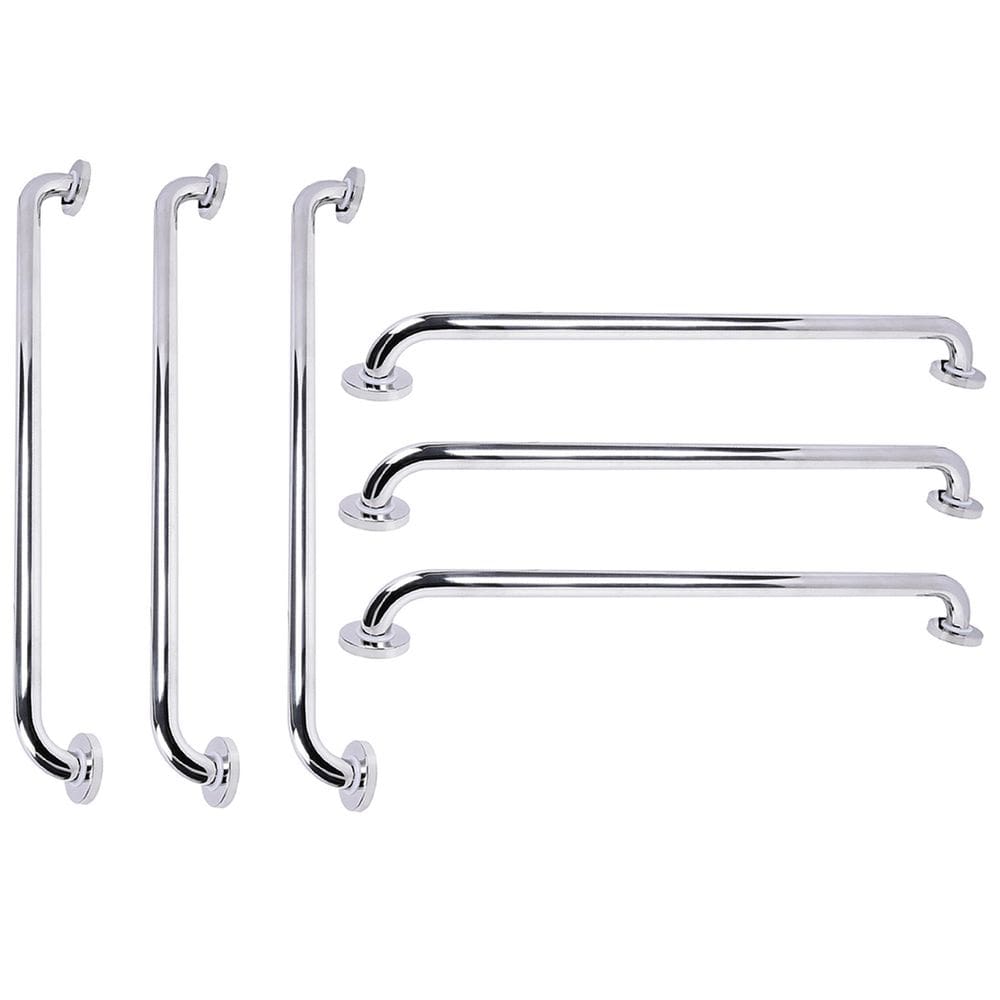 Barra de Apoio Inox Kit 6 Unidades Banheiro Box Suporte Gestante Idoso Criança Corrimao Acessibilidade Corrimao Escada Segurança Proteçao