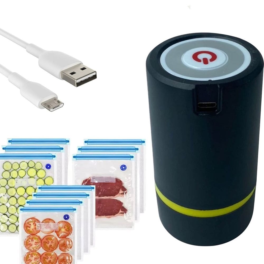 Mini Seladora A Vacuo Sela Conserva Alimentos Carne Frutas Verdura Touch Embaladora Domestica
