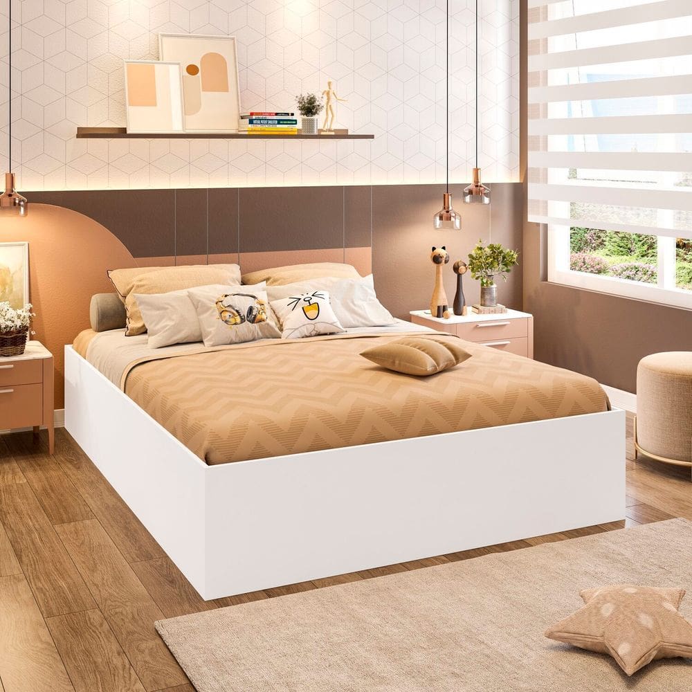 Cama Box Casal Juvenil para Quarto Lia Branco