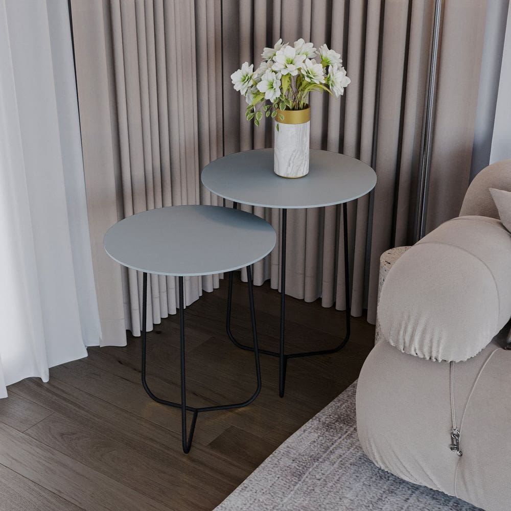 Conjunto Mesa de Canto Trude 55cm X 45cm X 45cm Cristal / Preto