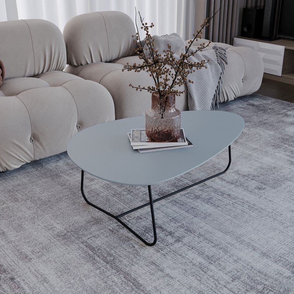 Mesa de Centro Trude Organica 35cm X 90cm X 60cm Cristal / Preto