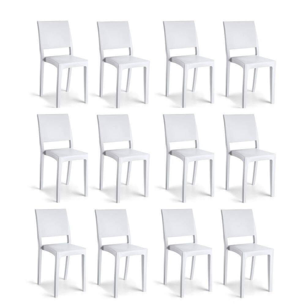 Conjunto 12 Cadeiras Hydra Plus 84,4x53,5x40,6cm Branco