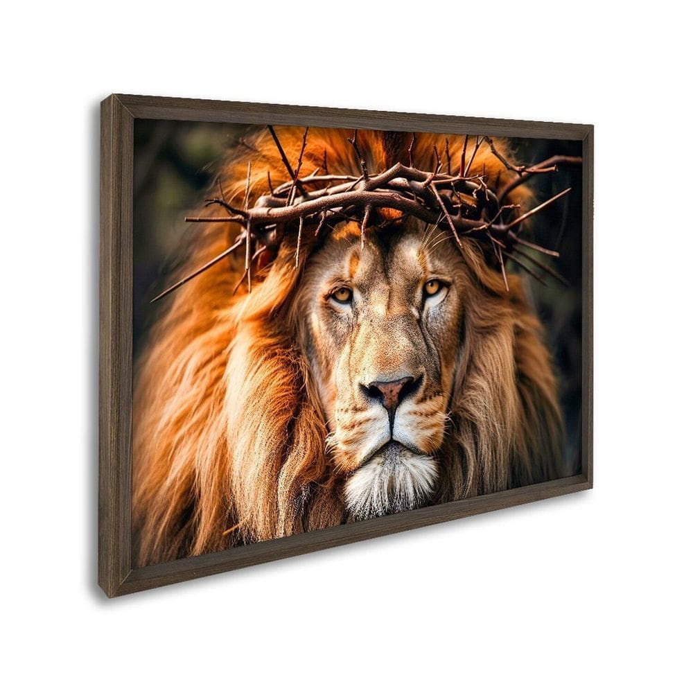 Quadro Decorativo Religioso Leão de Judah com 1 Tela Cm ou Cm de Parede para Sala Hall Igreja 60cm X Marrom