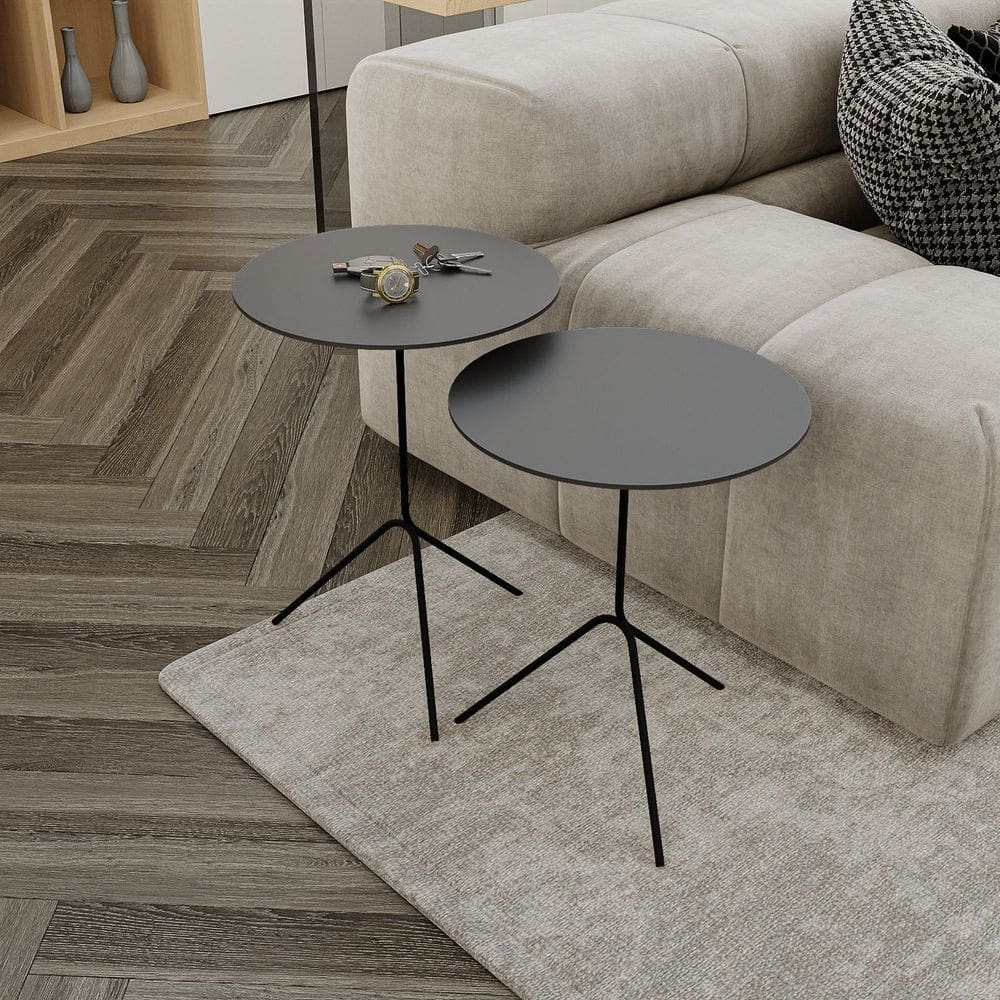 Conjunto Mesa de Canto Pugly 55x40x40cm Preto/Preto