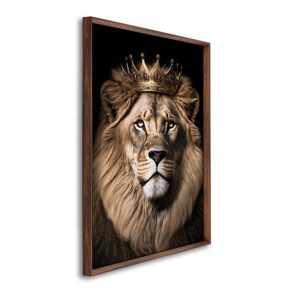 Quadro Decorativo Motivacional Leão Rei com 1 Tela Cm ou Cm de Parede para Sala Quarto Hall 60cm X 9 Marrom