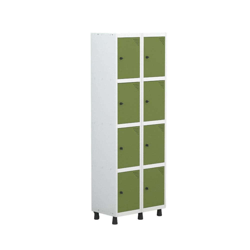 Armário Locker Roupeiro 8 Portas Aço Grp 502/8 Branco/Verde Miró