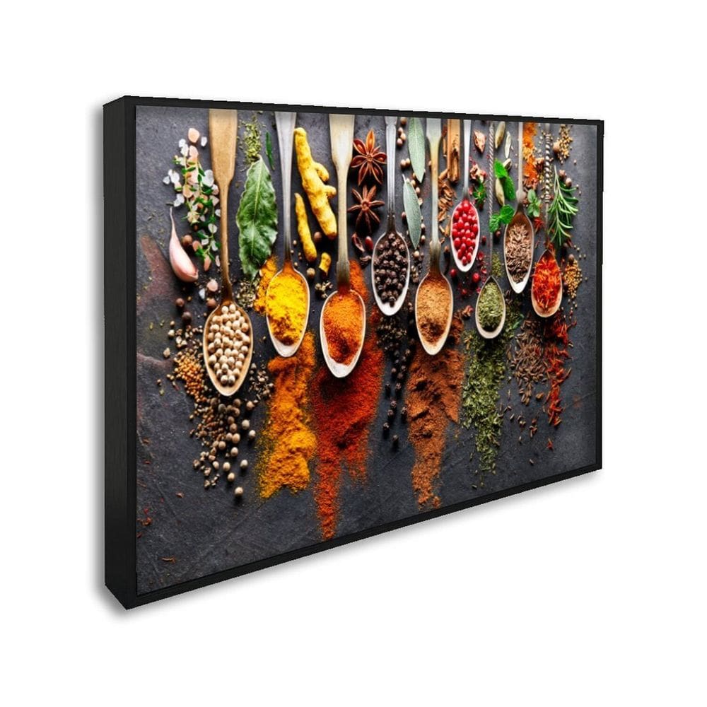 Quadro Decorativo Gastronomia Temperos com 1 Tela Cm ou Cm de Parede para Sala Cozinha Hall 60cm X 9 Preto