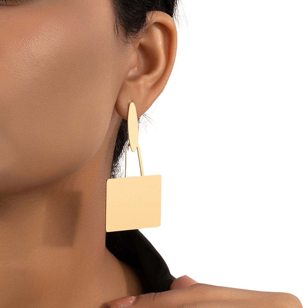 Brincos Feminino Luxo Festas Quadrado Dourado