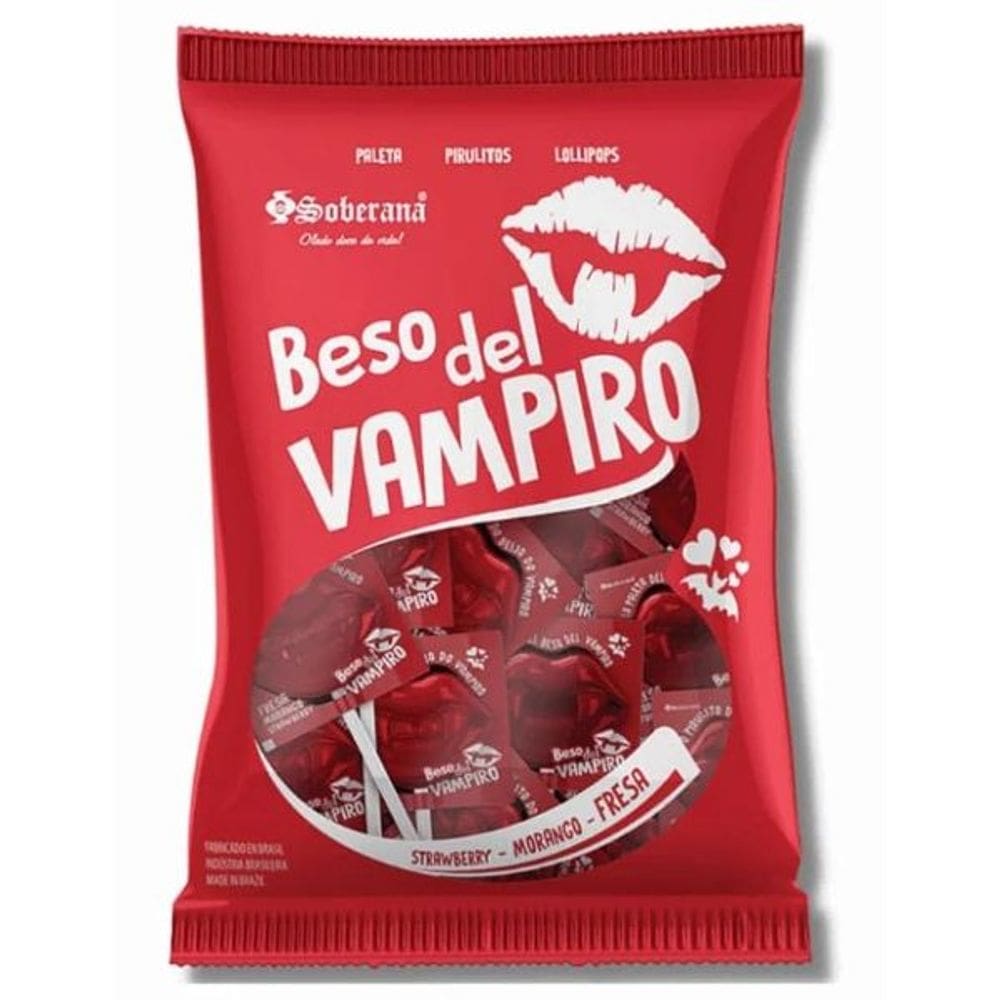 Pirulito Beijo Do Vampiro Morango 500G