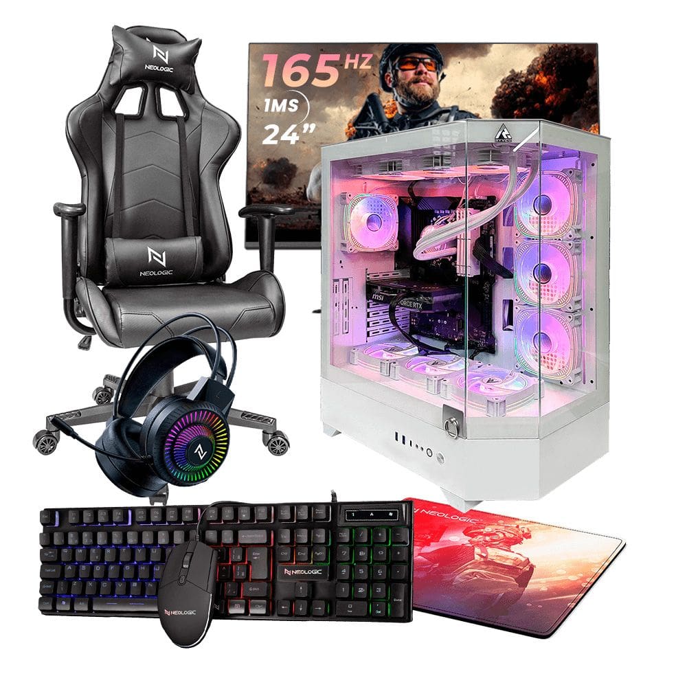 Pc Gamer Completo Ryzen 5 5500 16Gb 3200Mhz Rtx 4060 8Gb Ssd 480Gb M.2 600W 80 Plus Monitor 24 165Hz Cadeira Nli88054