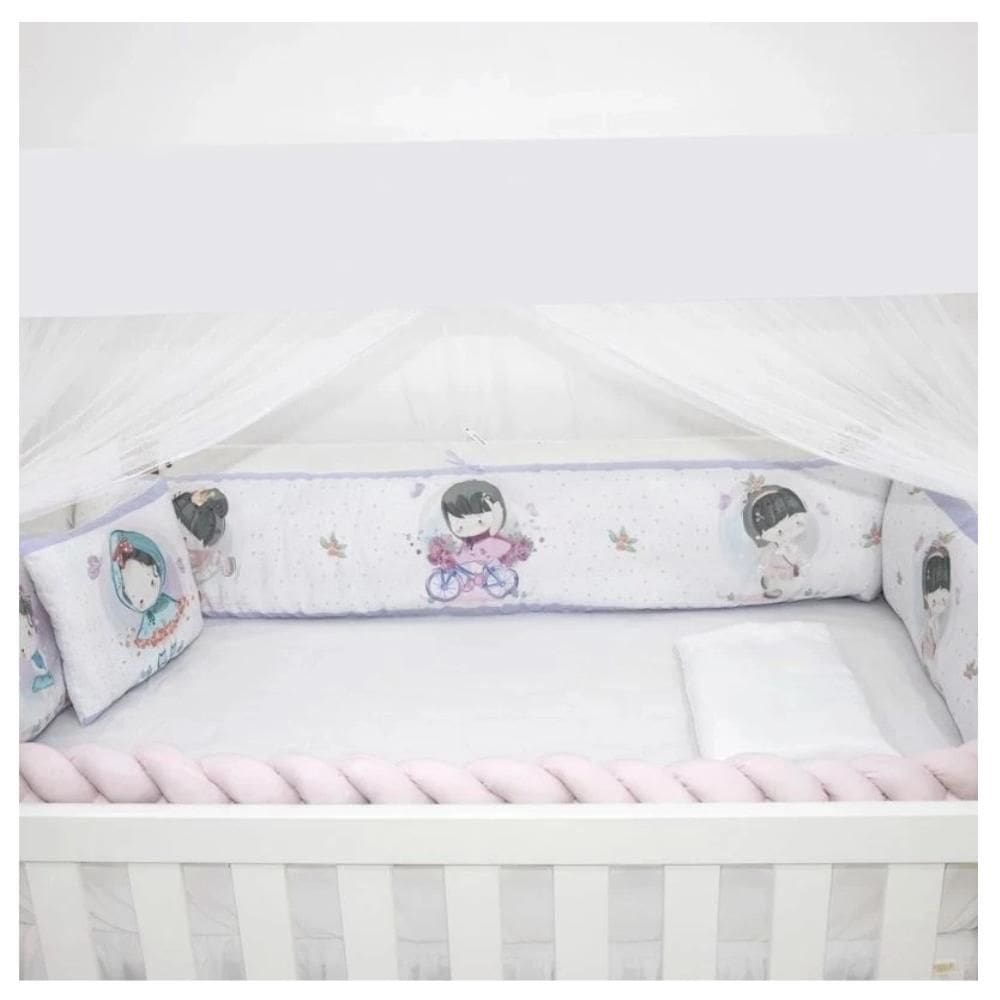 Kit para Berço 09  Peças  Americano Baby Amor Menininha Rosa