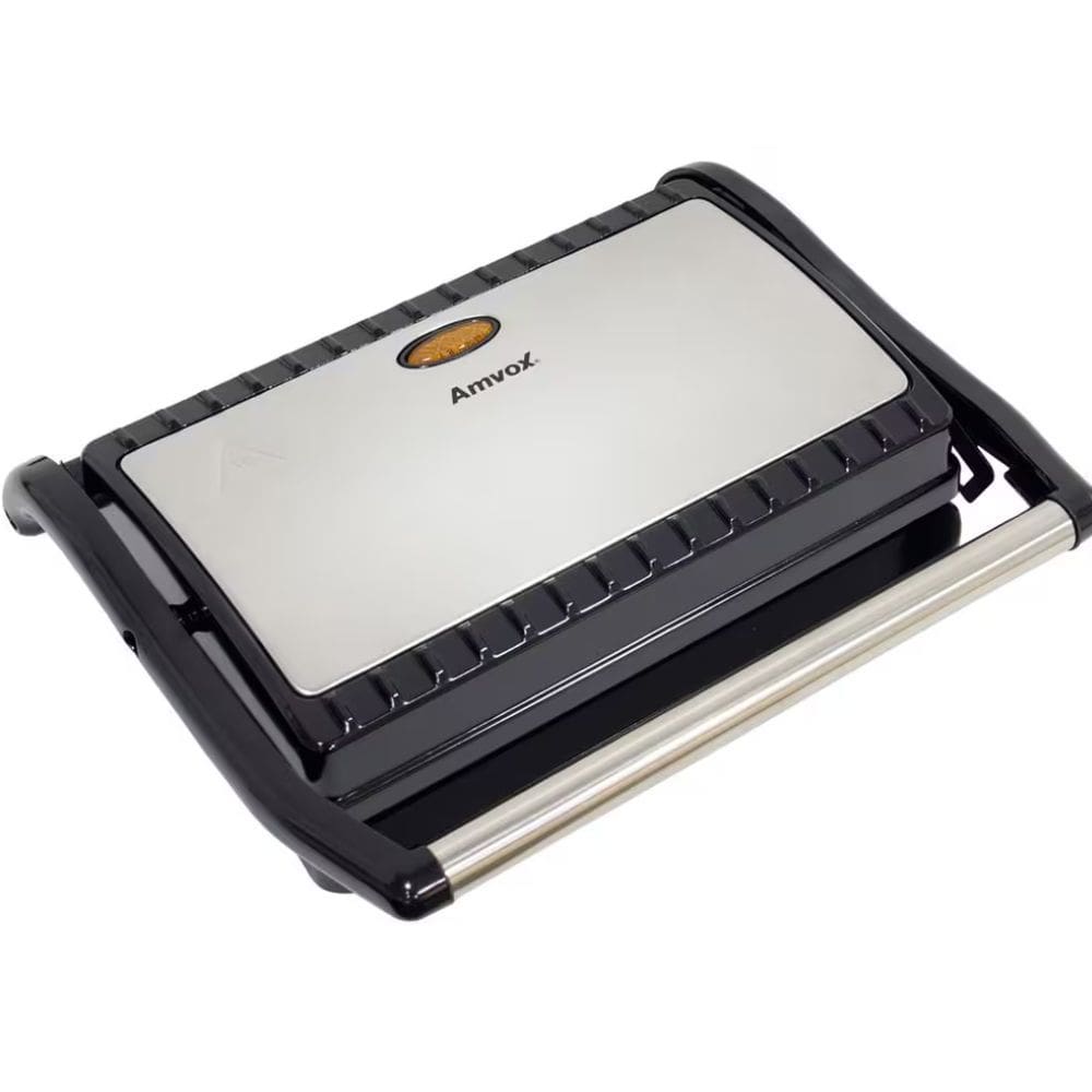 Sanduicheira E Grill Ams Inox 800w Antiaderente Amvox