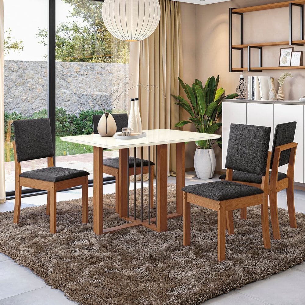 Conjunto Mesa Antonela com 4 Cadeiras Canela/Titanio