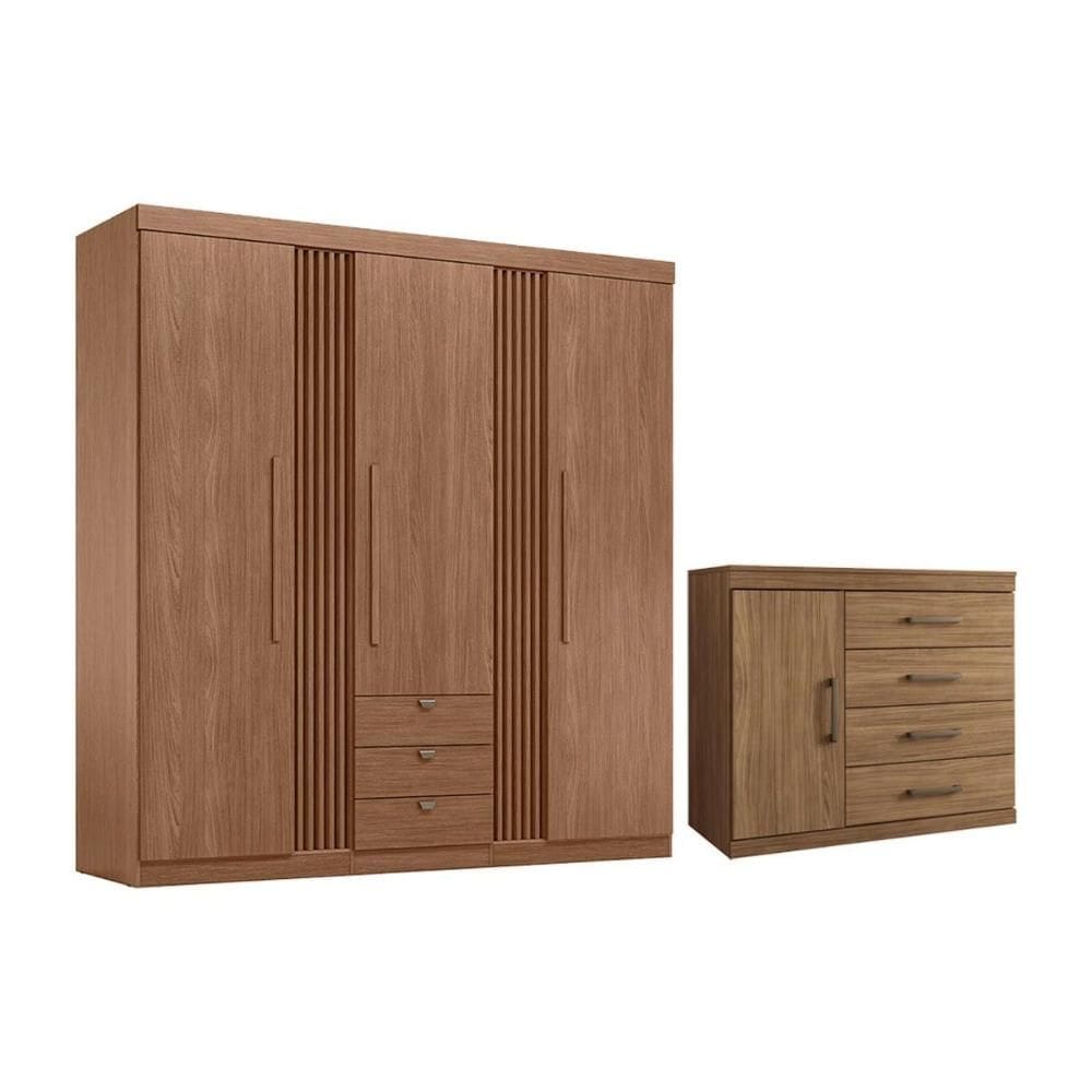 Guarda Roupa 2 Peças (1GuardaRoupa+1Cômoda) QC227 Jatobá - Santos Andirá