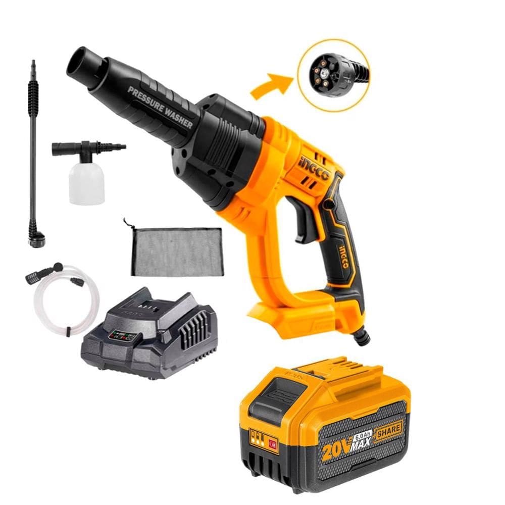 Lavadora Jato De Alta Pressão A Bateria 20v 6.0a C/ Acessórios