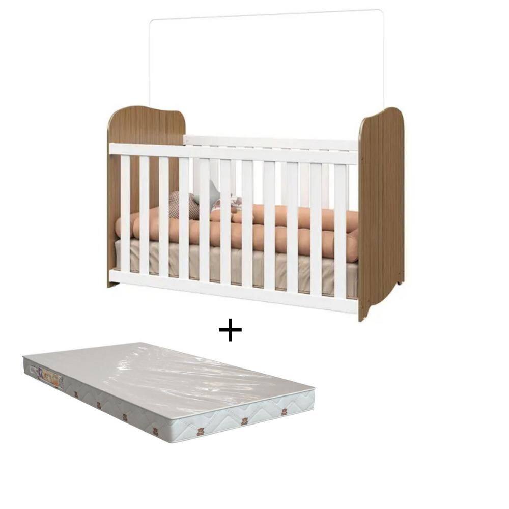 Kit Berço Peroba Uli s/ Rodízios Colchão Impermeável Incluso