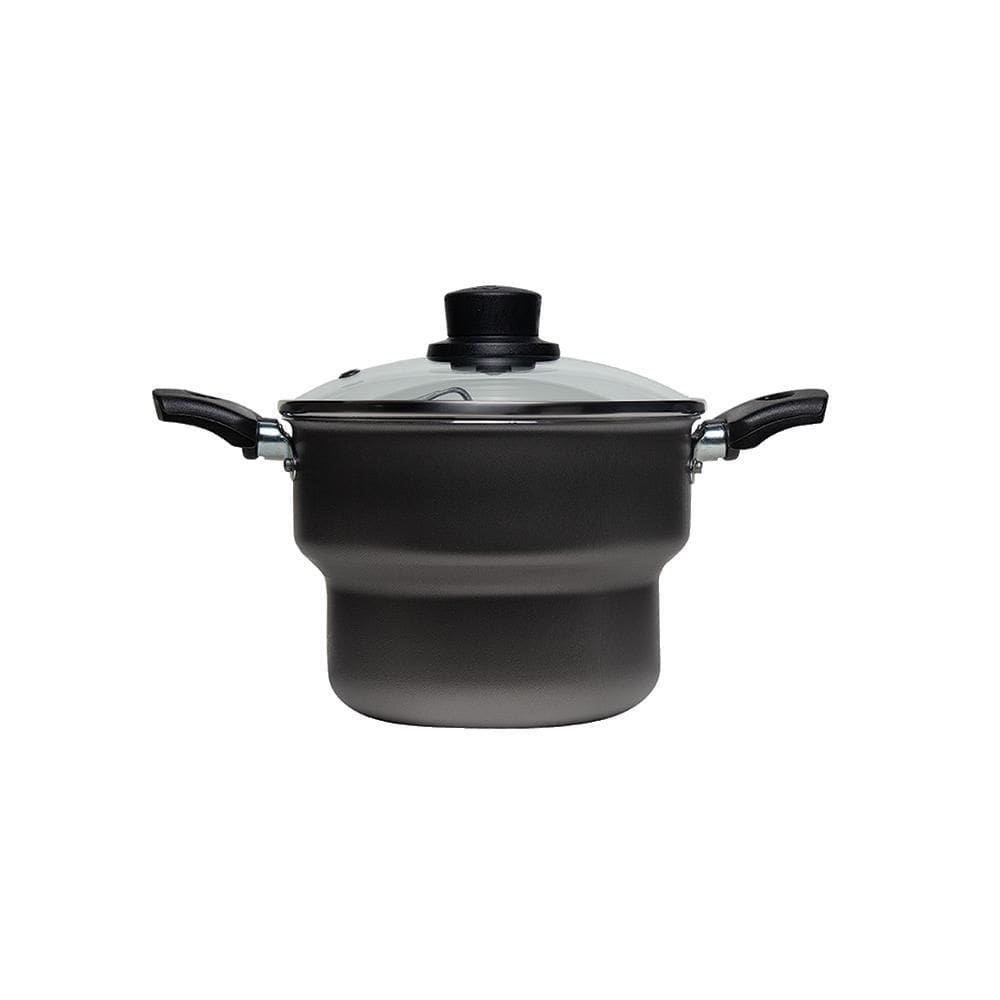 Cuscuzeira 18cm Antiaderente Tampa Vidro Eirilar Grafite