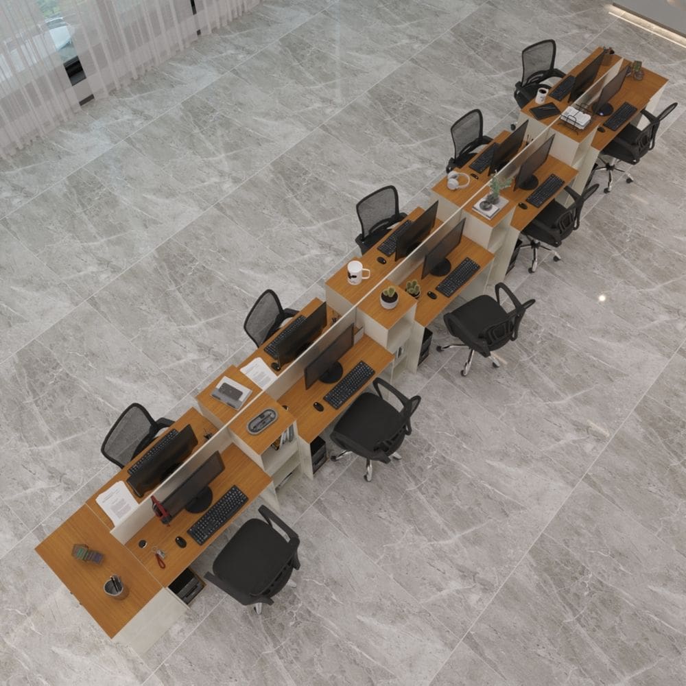 Estação de Trabalho 10 Lugares Smart Office 10 Mesas 8 Armários 2 Aparadores