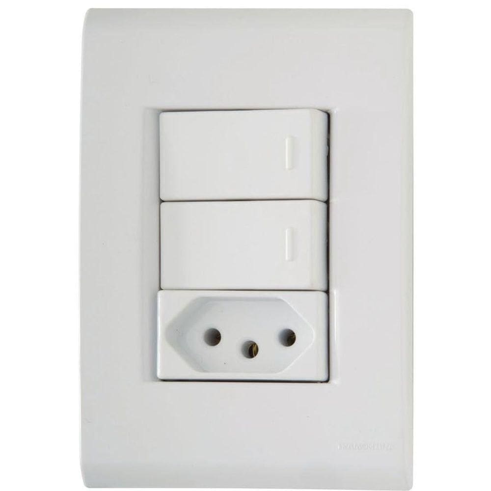 Conjunto 4" X 2" De 2 Interruptores Simples + 1 Tomada 2p+t 20a 250v - Tramontina