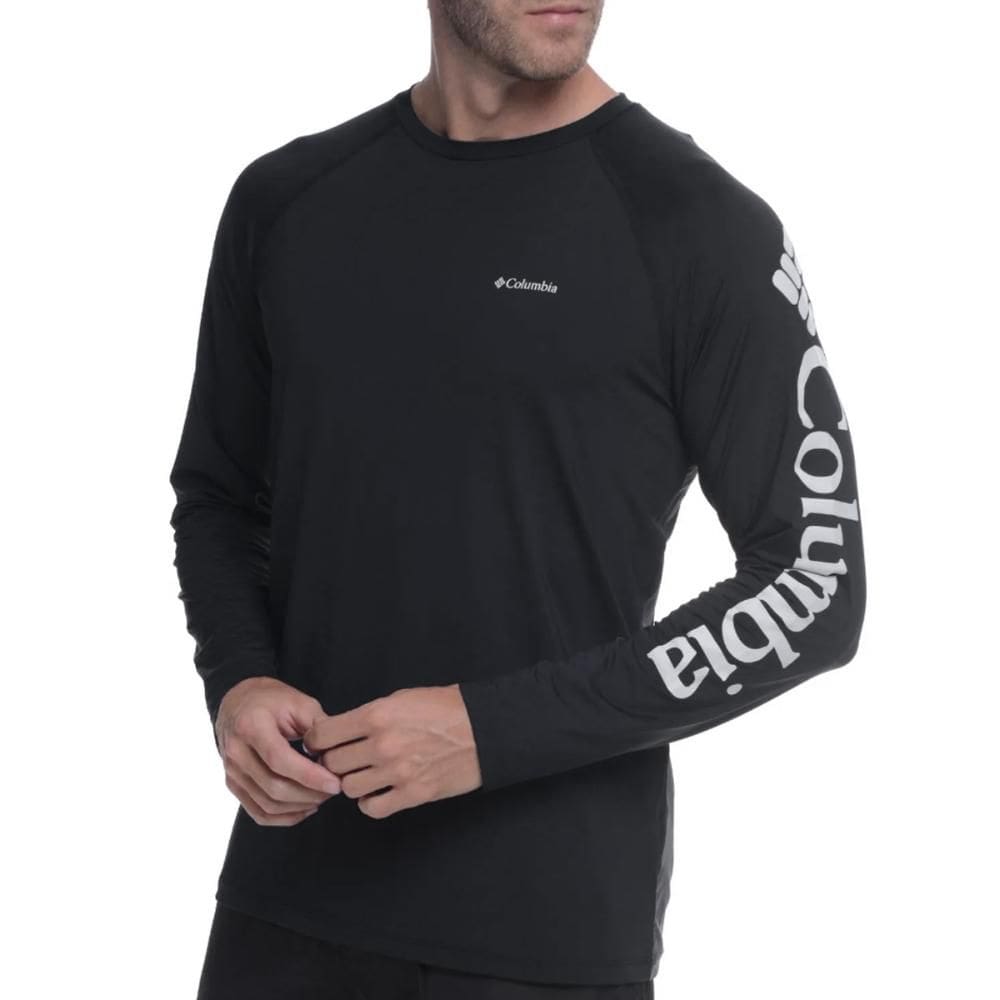 Camiseta P Manga Longa Leve Columbia Branca Masculina Aurora