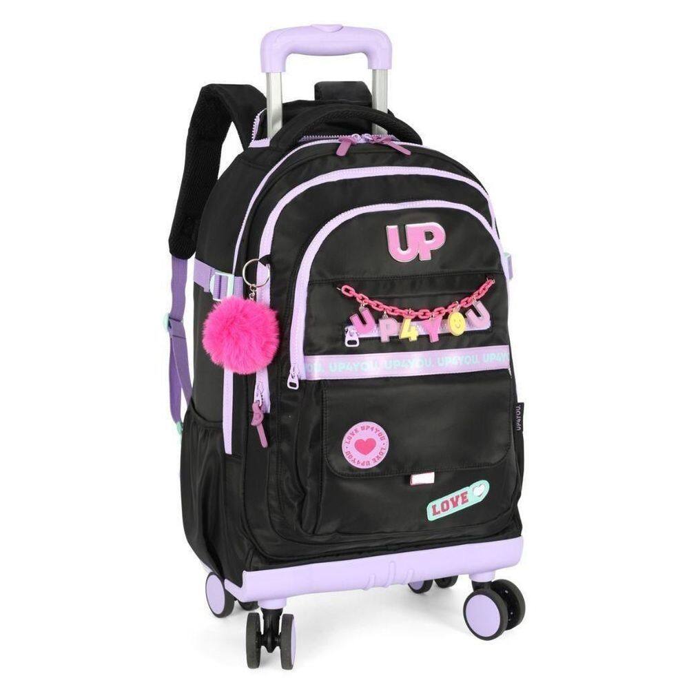 Mochila De Carrinho Preto Escolar Up4you Rodinha 360 Luxcel