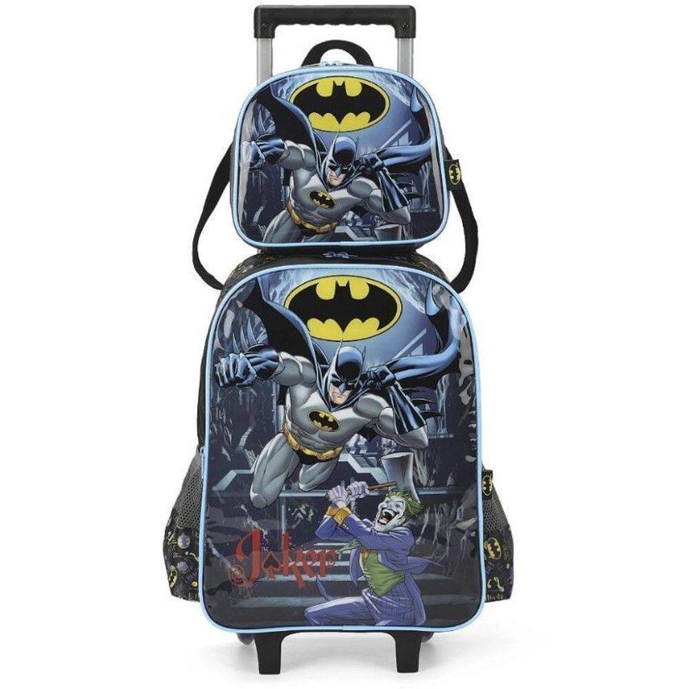 Kit Mochila De Rodinhas Lancheira Luxcel Batman