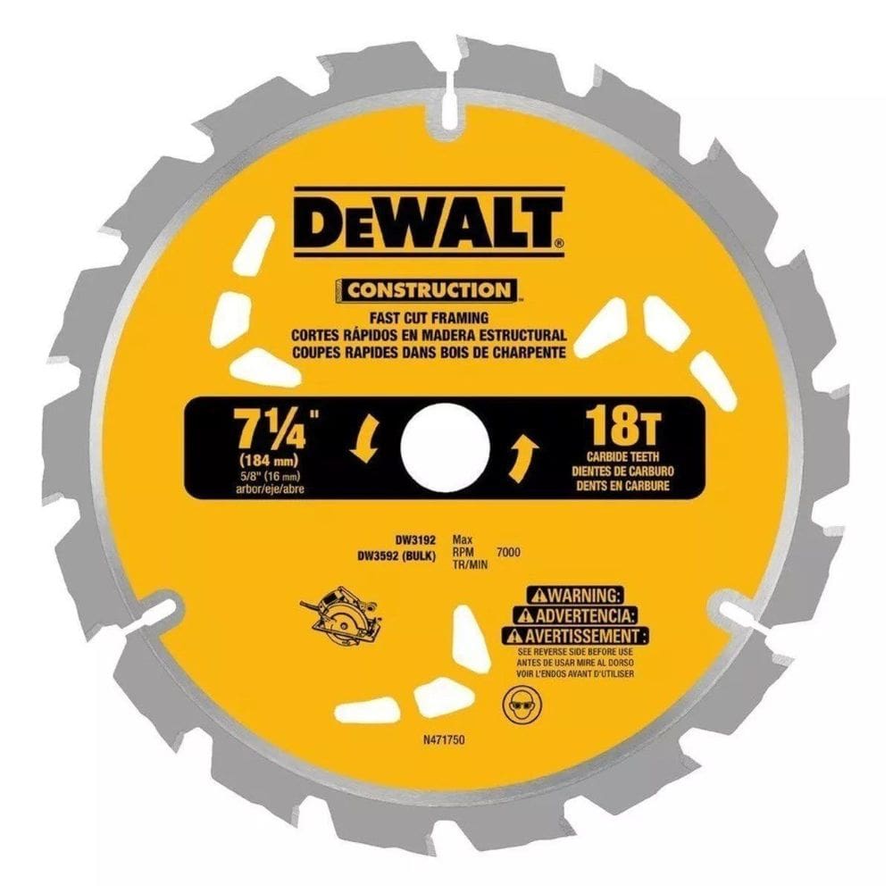 Lâmina De Serra Circular 7 1/4” 18 Dentes Granel DW3592B10 DeWalt - Unica Unico