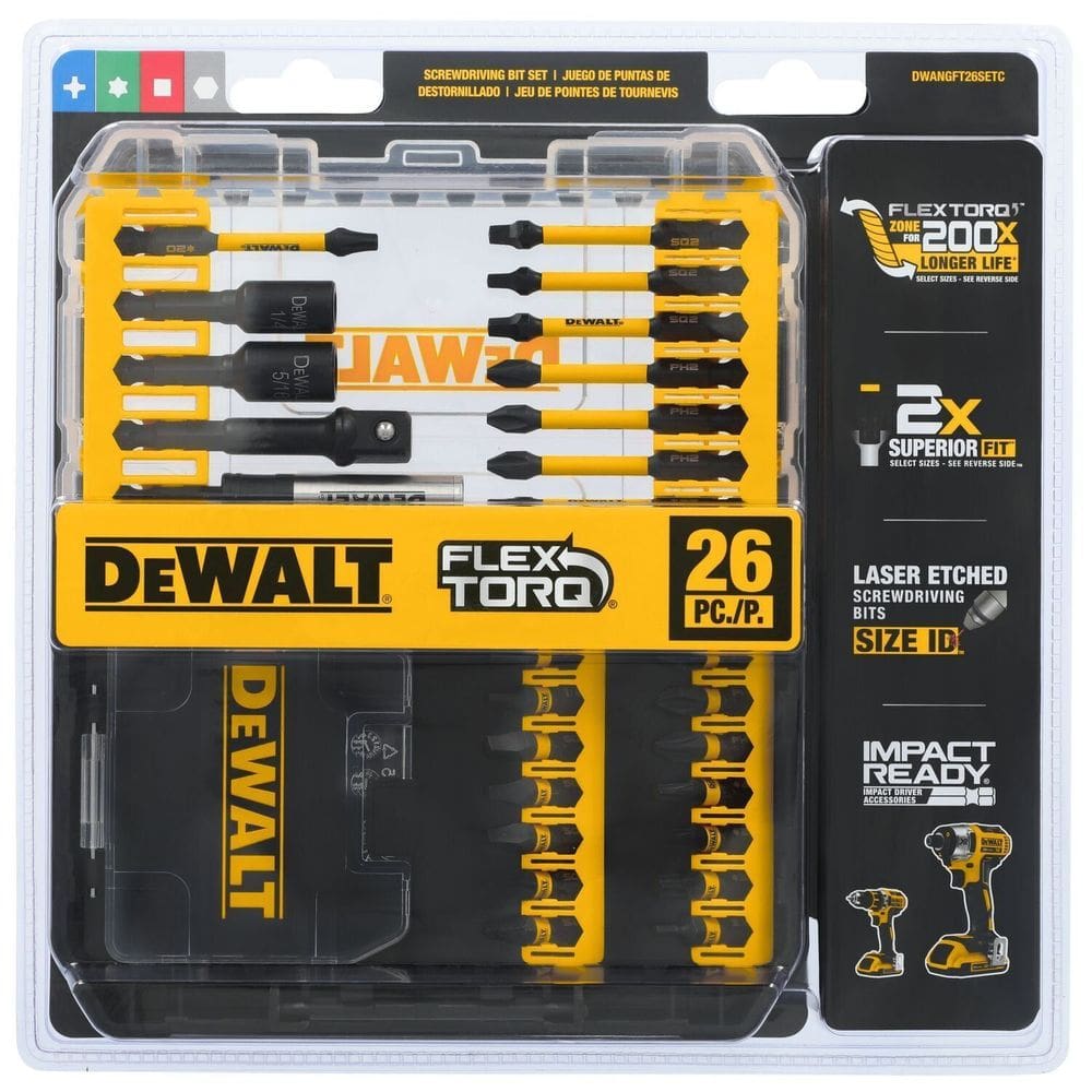 Jogo de Parafusar FlexTorq 26 Peças DWANGFT26SET DeWalt - Unica Unico