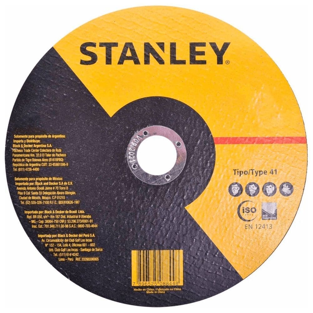 Disco De Corte Fino Metal Inox 4 1/2" x 1,0mm x 7/8" STA8061 Stanley - Unica Unico