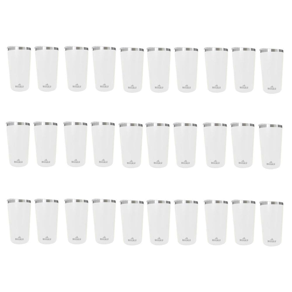 Kit 30 Copos Térmicos Aço Inox 420ML Branco p/ Água Cerveja Café - Quente e Frio - Unica Unico