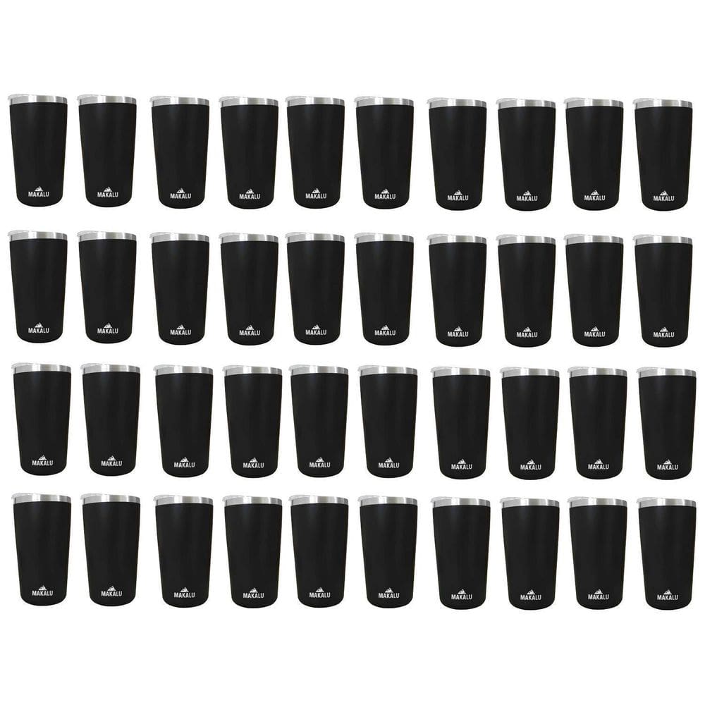 Kit 40 Copos Térmicos Aço Inox 420ML Preto p/ Água Cerveja Café - Quente e Frio - Unica Unico