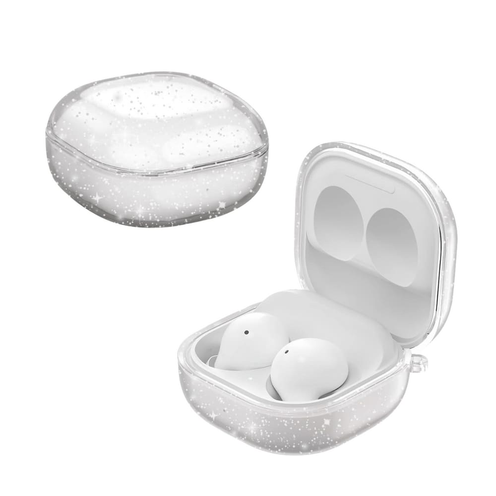 NERDCASE, Case Silicone Transparente com Glitter, Compatível com Galaxy Buds FE/2/Pro/Live