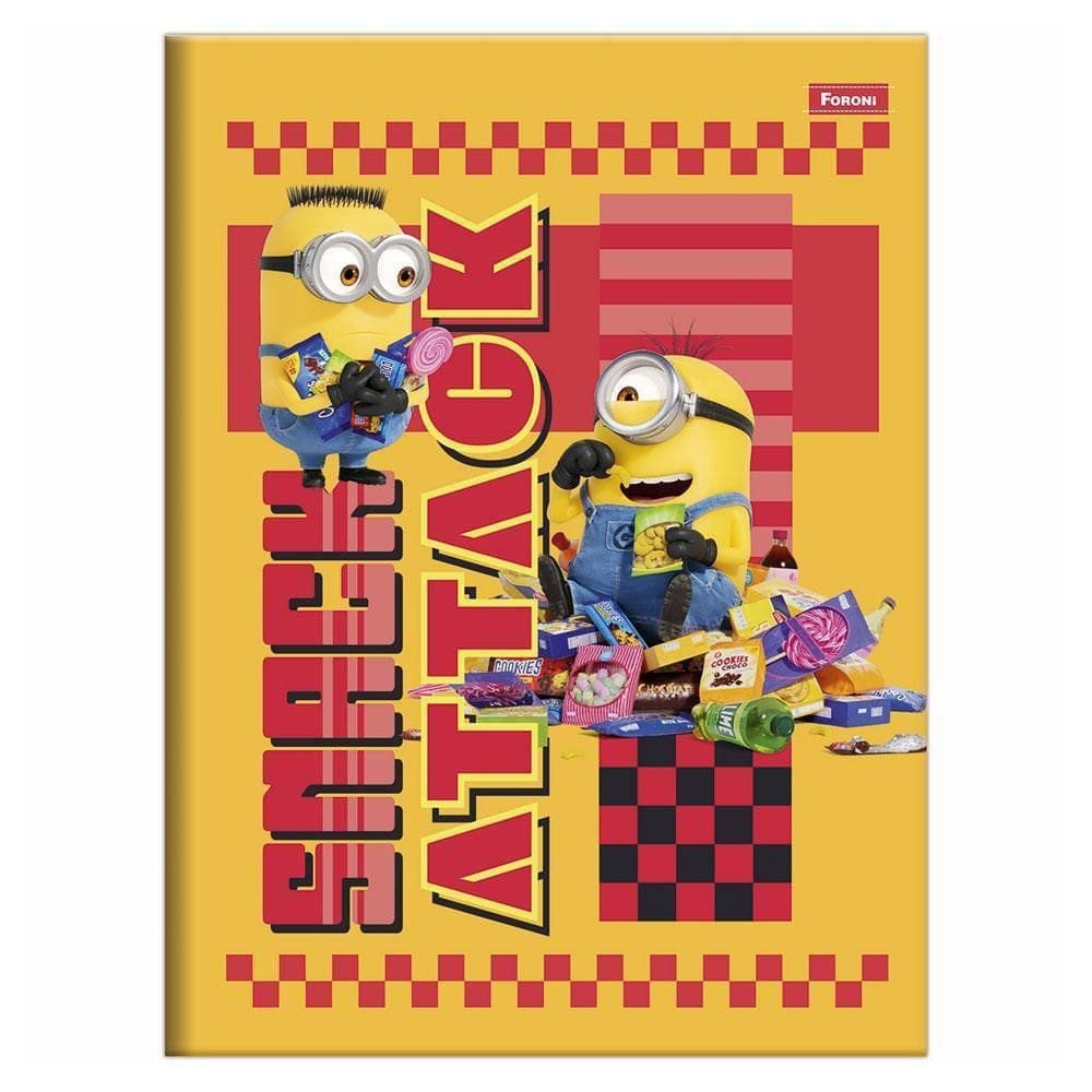 Caderno Brochurão 80Fls Minions Snack Amarelo Foroni
