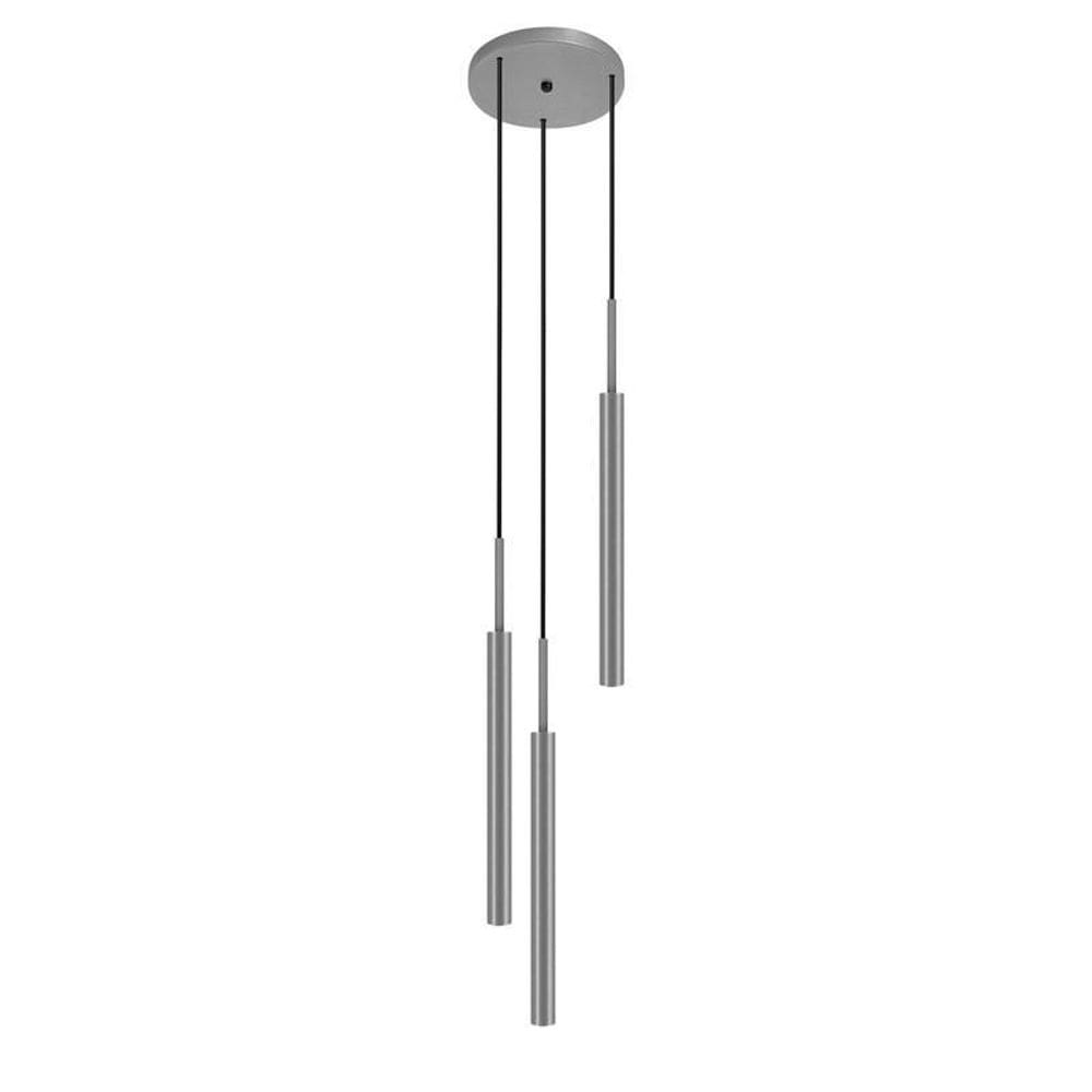 Luminária De Teto Pendente Tubo Triplo Sala Ilha Mesa Prata