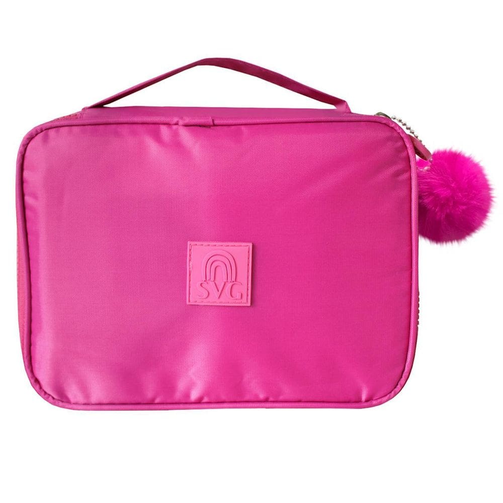 Estojo Jumbo Box Juvenil Feminino Espaçoso Pom Pom Rosa